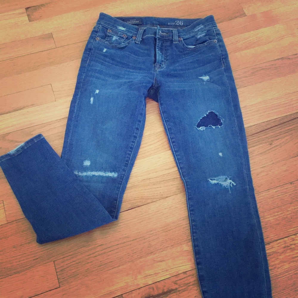 J.Crew “toothpick” ripped skinny jeans size 26